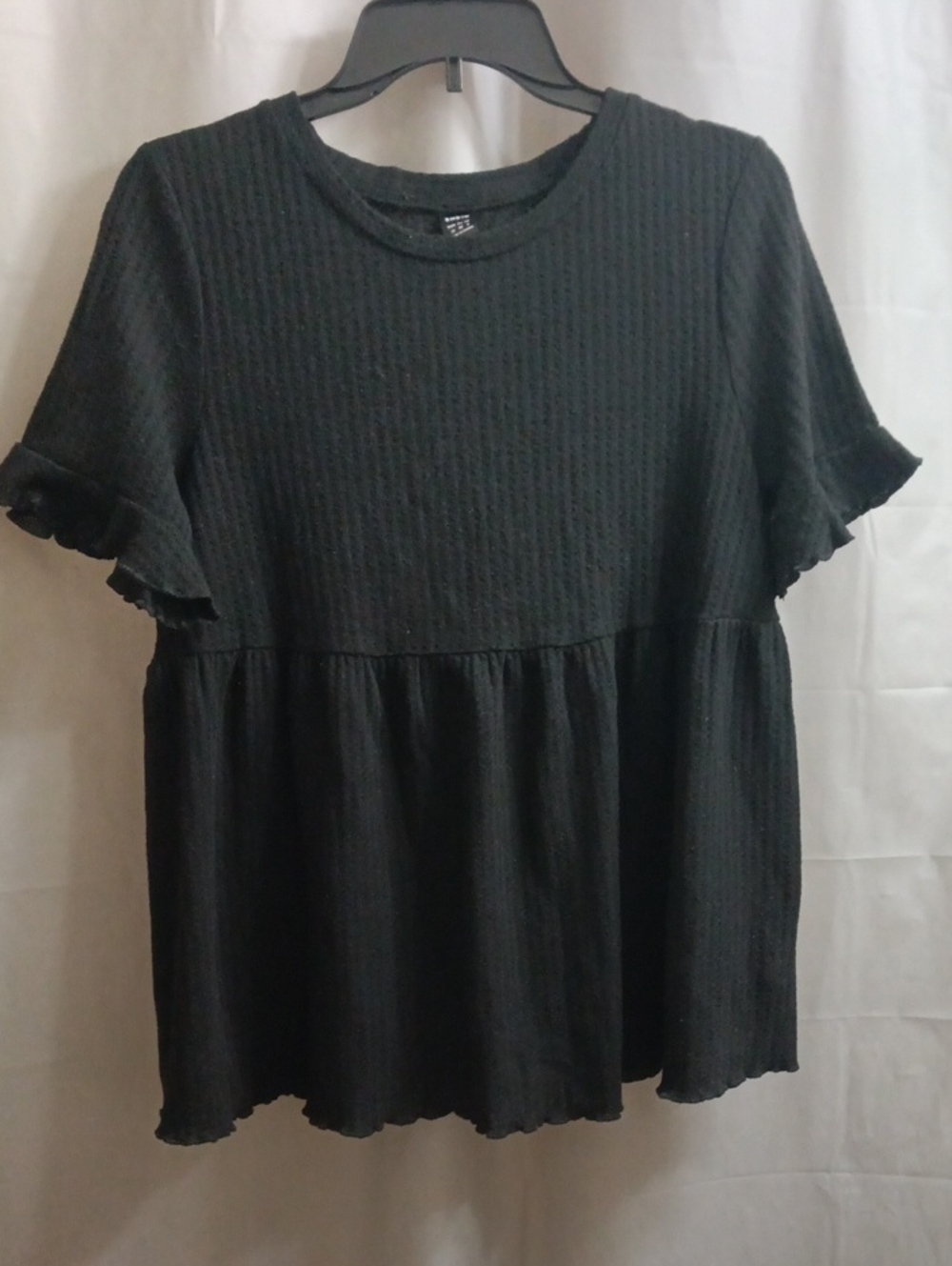 Shein Black Ruffled Short-Sleeve Peplum Top
